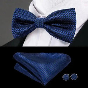 Green Color Silk Butterfly Pre-Tied Bow Tie Pocket Square Cufflinks Suit Set For Men Silk Adjustable Self Bowtie Formal Bowtie Set