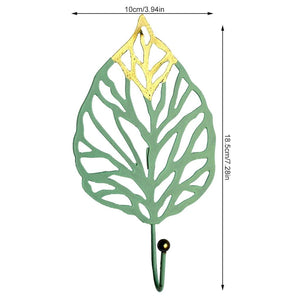 Green Gold Single Leaf Hanging Coat Hook Mini Wall Key Hook Home Decoration Modern Home Hanger Leaf Shape Coat Hooks Wall Mounted Hooks
