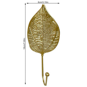 Green Gold Single Leaf Hanging Coat Hook Mini Wall Key Hook Home Decoration Modern Home Hanger Leaf Shape Coat Hooks Wall Mounted Hooks