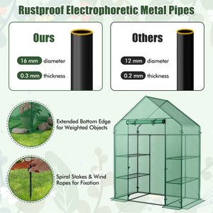 Portable 4 Tier Walk-in Plant Greenhouse with 8 Shelves