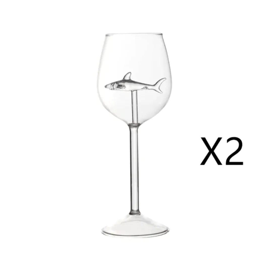 Shark Inside Red Wine Glass