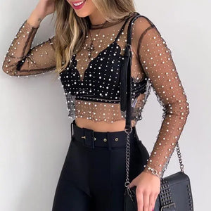 Mesh Patchwork Crop: Elegant Glam