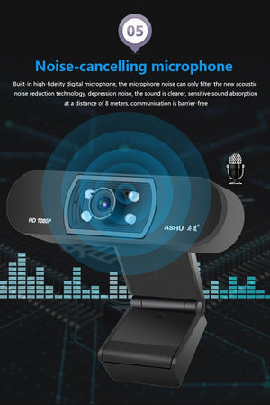 H800 Full HD Video Webcam 1080P HD Camera USB Webcam Focus Night Vision Computer Web Camera with Built in Microphone For Video Conferencing Recording and Streaming