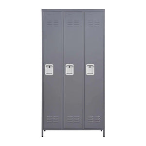 3 Employee Metal Lockers With 72 Inch High Locks, Home Gym Office, School Garage Lockers, Gray