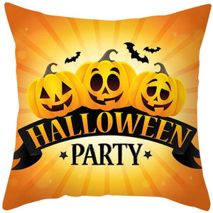 Halloween Cushion Cover Horror Pumpkin Printed Pillow Case Orange And Black Pillow Cover Pumpkin Farmhouse Deco Happy Halloween Decorative Pillow Case For Home  45x45CM