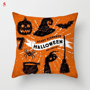 Halloween Cushion Cover Soft Linen Pillow Case Sofa Decoration Pumpkin Printed Pillow Case Orange And Black Pillow Cover For Living Room Car Pillowcase Home Supplies