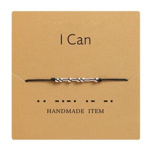 Handmade Beads Black String Bracelet With I Love You Lettering Cardboard Creative Charm Jewelry Couples Matching Bracelets Gifts For Couples Mom Daughter Best Friend 16-25cm
