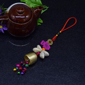 Handmade Copper Wind Chimes Hanging Ethnic Wind Bronze Bell Wood Fish Pendant Mobile Wind Chime Home Garden Outdoor Living Decoration Wind Bells Handmade Pendants For Birthday Gift & Home Decors