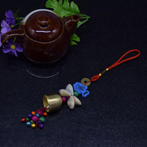 Handmade Copper Wind Chimes Hanging Ethnic Wind Bronze Bell Wood Fish Pendant Mobile Wind Chime Home Garden Outdoor Living Decoration Wind Bells Handmade Pendants For Birthday Gift & Home Decors