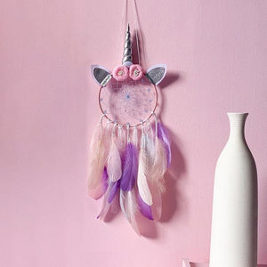 Handmade  Dream Catchers Flower For Kids Unicorn Dream Catcher Ornament  Feather Wall Decor For Girls Bedroom Flower Wall Hanging Decoration Flower Dream Catcher