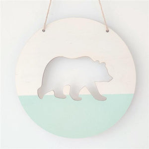 Handmade Hanging Ornaments Positive Slogan Banner Round Polar Bear Animal Statue Figurines Sculpture Wooden Ornaments  Wood Chip Wall Pendant Cardboard For Kids Room Decoration Photo Props