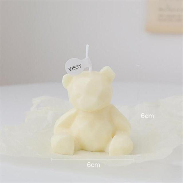 Handmade Scented Candles Creative Teddy Dog Candles Cute Bear Birthday Candles Bear Shaped Cool Candles Scented Funky Candles Aesthetic Candles Birthday Cake Decoration Cake Topper Decor For Baby ShoweAromatherapy Teddy Bear Shape Candle Gift