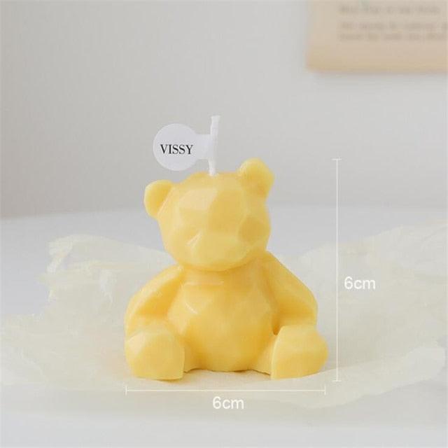 Handmade Scented Candles Creative Teddy Dog Candles Cute Bear Birthday Candles Bear Shaped Cool Candles Scented Funky Candles Aesthetic Candles Birthday Cake Decoration Cake Topper Decor For Baby ShoweAromatherapy Teddy Bear Shape Candle Gift