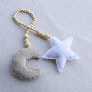 Hanging Nordic Wooden Beads Ornament Double Star Moon Kids Room Decoration Baby Crib Tent Hanging Pendant Wall Decor Photography Props Baby Mobile For Crib Moon and Stars Baby Nursery Ceiling Crib Mobile Kids Room Hanging Decor