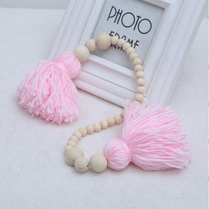 Hanging Nordic Wooden Beads Ornament Double Star Moon Kids Room Decoration Baby Crib Tent Hanging Pendant Wall Decor Photography Props Baby Mobile For Crib Moon and Stars Baby Nursery Ceiling Crib Mobile Kids Room Hanging Decor