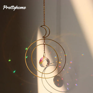 Hanging Sun Catcher Moon Light With Chain Pendant Ornament Crystal Balls  Catcher Wind-chime Rainbow Maker Crystal Hanging  Window Curtain Chandelier Outdoor Garden Home Decor Christmas Day Party Wedding Decoration