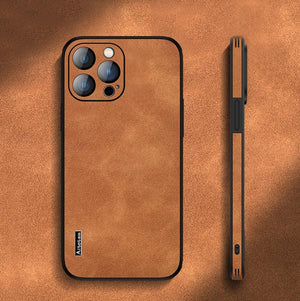 Hard Case Genuine Leather Case Compatible with iPhone Elegant Leather Phone Case For iPhone 12 13 14 Pro Max 14Plus 14 Retro Soft Silicone Case Phone Protection Lens Protection Cover
