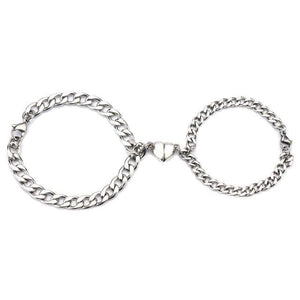 Heart Shaped Magnetic Stainless Steel Couple Bracelets Heart Charm Fashion Chain Bracelets Couples Matching Bracelets Promise Bracelet Stainless Steel Link Chain For Women Couples Love Bracelet