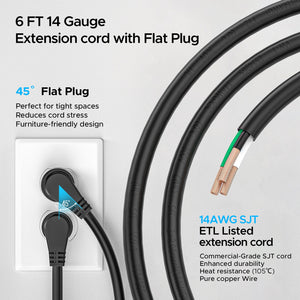 CRST Mountable Long Power Strip, 8 Outlets or 12 outlets 2100 Joules Surge Protector, Slim Metal Power Bar with 6FT Extension Cord, ETL Listed.