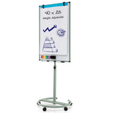Height-Adjustable Mobile Whiteboard with Round Stand Paper Clips-Green
