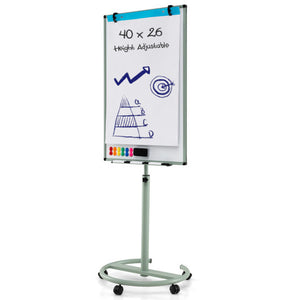 Height-Adjustable Mobile Whiteboard with Round Stand Paper Clips-Green