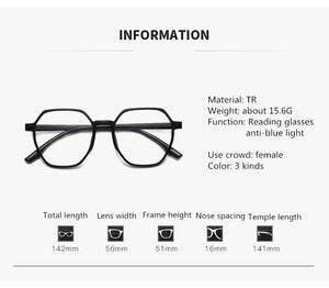 Hexagonal Frame for Women Men, Fashion Glasses Men And Women Reading Glasses Cute Clear Optical Glasses Frame Women Round Frame Retro Eyeglasses + 1.0 + 1.5 + 2.0 + 2.5 + 3.0 + 3.5 + 4.0