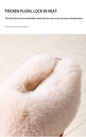 High Quality Cow Suede Leather Plush Fur Lined Women Winter Slippers Home Half Casual Shoes Flats Waterproof Memory Foam House Shoes Slipper With Fuzzy Plush Design