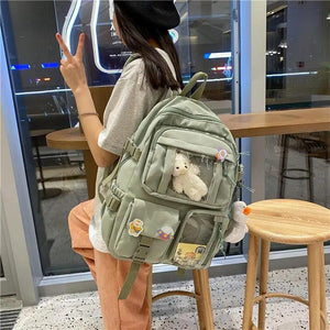 High Quality Nylon Large Capacity Waterproof Backpack For Female And Girls - Trendy College/Schoolbag