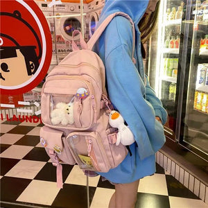 High Quality Nylon Large Capacity Waterproof Backpack For Female And Girls - Trendy College/Schoolbag