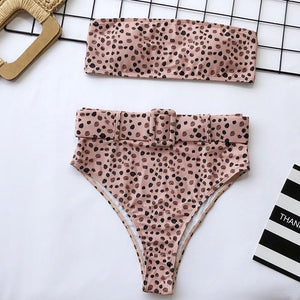High Waist Bikini Black Swimwear Women Swimsuit High Leg Bikinis Set Women High Waist Bandeau Bikini Set Strapless 2 Piece Bathing Suit Swimsuits Tie Wrap Swimsuits Swimming for Bathing Suit Woman Swimsuits