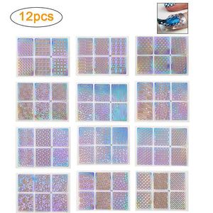 Hollow Nail Sticker Stylish Self-adhesive Manicure Sticker Nail Art Accessory 3D Christmas Nail Art Decoration Stickers Decoration New Gold Nail Transfer Foils for Nail Arts Nails Supply Holographic Effect Nail Art Foil Stickers Holographic Nail Art