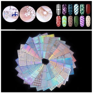 Hollow Nail Sticker Stylish Self-adhesive Manicure Sticker Nail Art Accessory 3D Christmas Nail Art Decoration Stickers Decoration New Gold Nail Transfer Foils for Nail Arts Nails Supply Holographic Effect Nail Art Foil Stickers Holographic Nail Art