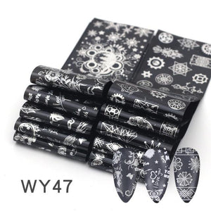 Holographic Nail Foil Transfer Set Sticker Decal Nail Art Foils Designer Marble Nail Decoration Sliders Wraps Manicure  Women Kids Girls Manicure Decoration Nail Art Supplies 3D Self-Adhesive Nail Decals Designer Nail Stickers for Acrylic Nails