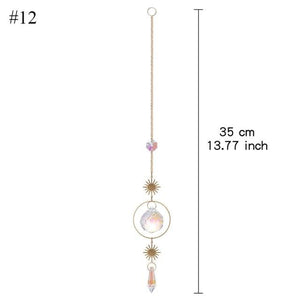Home Decor Crystal Sun-catchers Window Pendant Hanging Curtain Wind-chimes Light Catcher Star Moon Pendant Rainbow Wind Chime Prisms Wind Chime Hanging Ornaments For Garden Home Christmas Decorations Gift