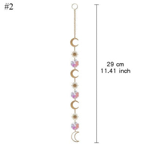 Home Decor Crystal Sun-catchers Window Pendant Hanging Curtain Wind-chimes Light Catcher Star Moon Pendant Rainbow Wind Chime Prisms Wind Chime Hanging Ornaments For Garden Home Christmas Decorations Gift