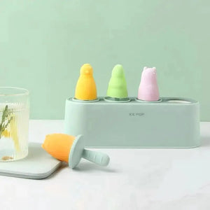 Home Ice Cream Mold Popsicle Tool Silicone 4-hole Popsicle Box Children Dessert Ice Cream Maker Kitchen Tools Diy Ice Cream