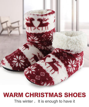 Home Slippers Women Winter Floor Shoes Christmas Elk Indoor Socks Shoes Warm Fur Slides Plush Slippers Socks For Women Fuzzy Womens Slipper Booties