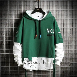 Hooded Sweatshirts Mens Letter Print Hoodies Streetwear Hip Hop Pullover Hoodie Men's Hooded Sweatshirt Men's Contrast Color Patchwork Hooded Sweatshirt Long Sleeve Pocket Jacket