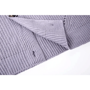 Hot Look Stylish Women's Knitted Cardigans Sweater Fashionable Autumn Long Sleeve Loose Coat Casual Button Thick V Neck Solid Female Tops