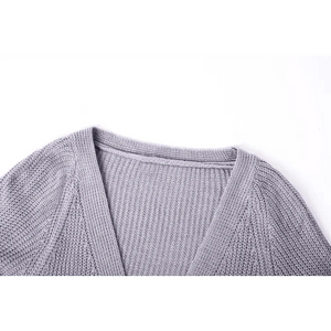 Hot Look Stylish Women's Knitted Cardigans Sweater Fashionable Autumn Long Sleeve Loose Coat Casual Button Thick V Neck Solid Female Tops