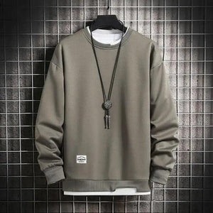 Hot New Spring Autumn Solid Color Casual Men Sweatshirts Men Fashion Mens Casual Sweatshirts Hoodie Men Two Pieces O-Neck Sweatshirt