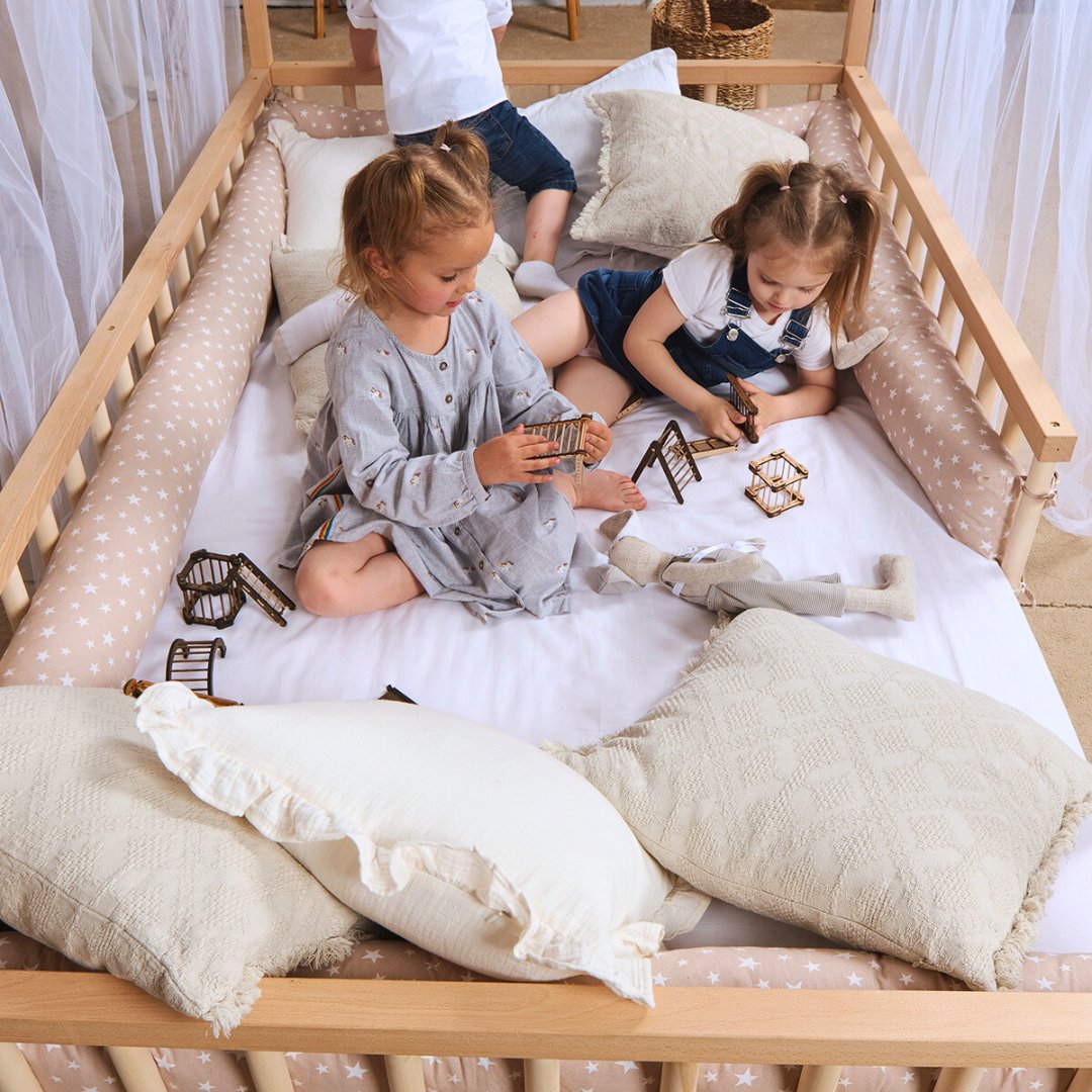 Montessori House Bed for Kids with Fence