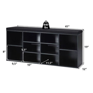 10-Cube Organizer Shoe Storage Bench with Cushion for Entryway-Black by DirectDeals
