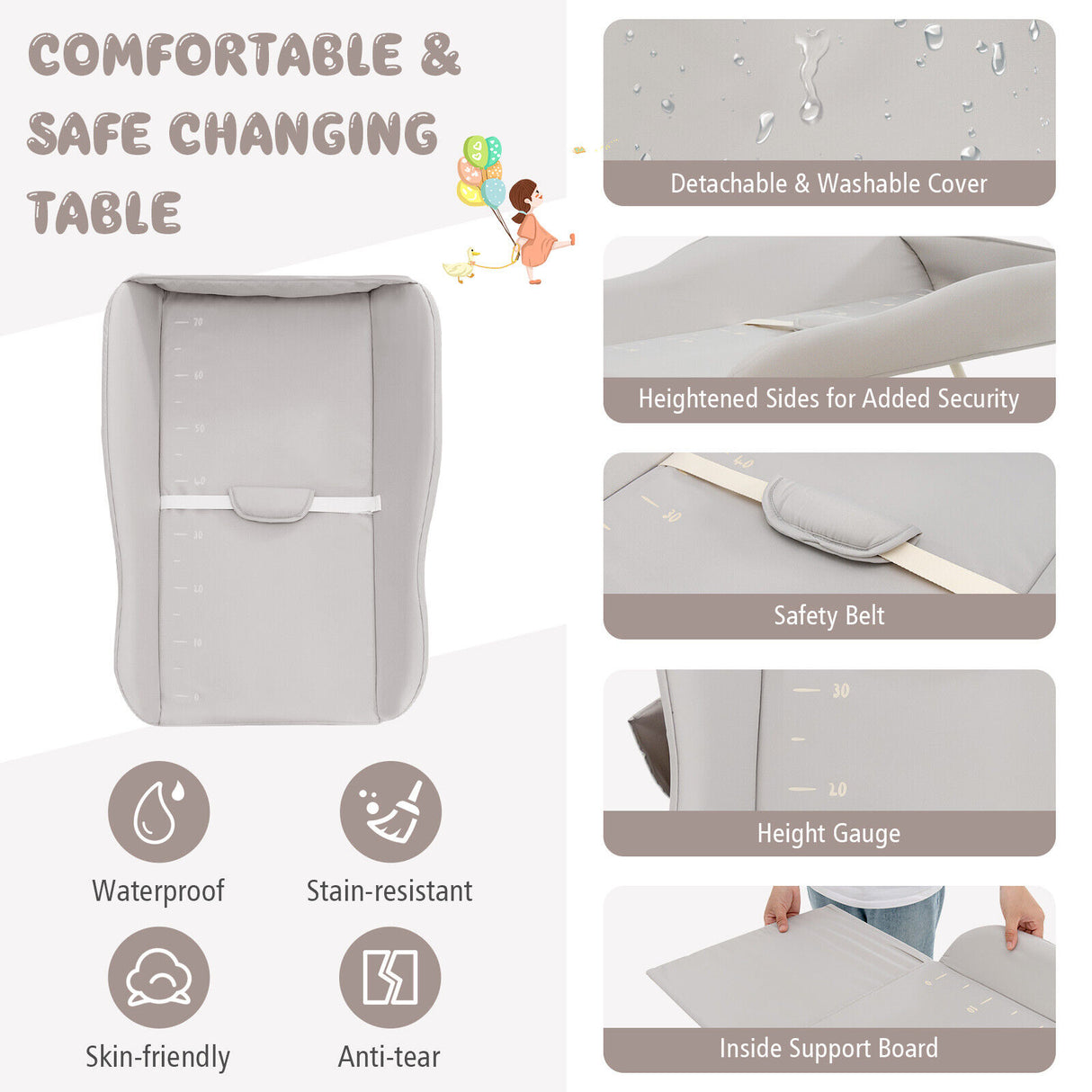 Baby Diaper Changing Table with Water Basin Wheel-Green
