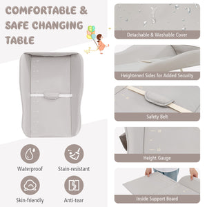 Baby Diaper Changing Table with Water Basin Wheel-Gray