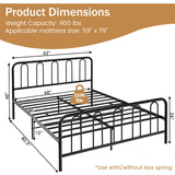 Full/Queen Size Metal Bed Frame with Headboard and Footboard-Full Size
