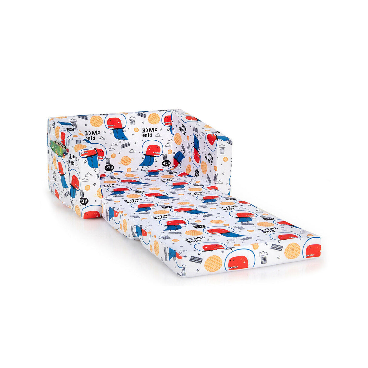 2-in-1 Convertible Kids Sofa with Velvet Fabric-Multicolor
