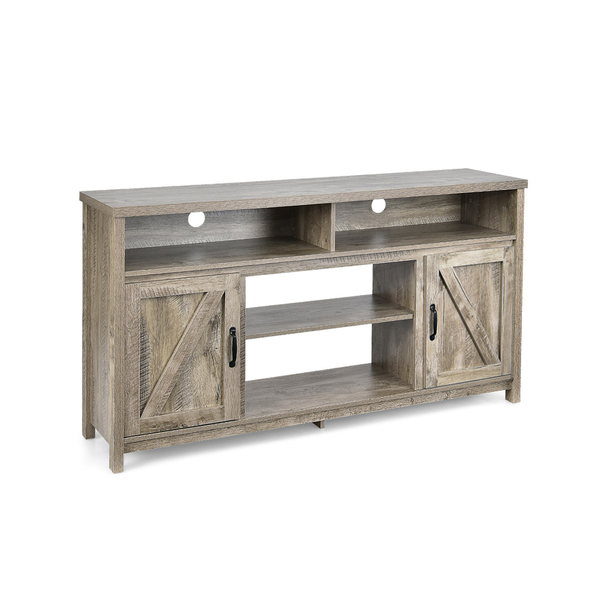59 Inch TV Stand Media Center Console Cabinet with Barn Door for TV's 65 Inch-Black