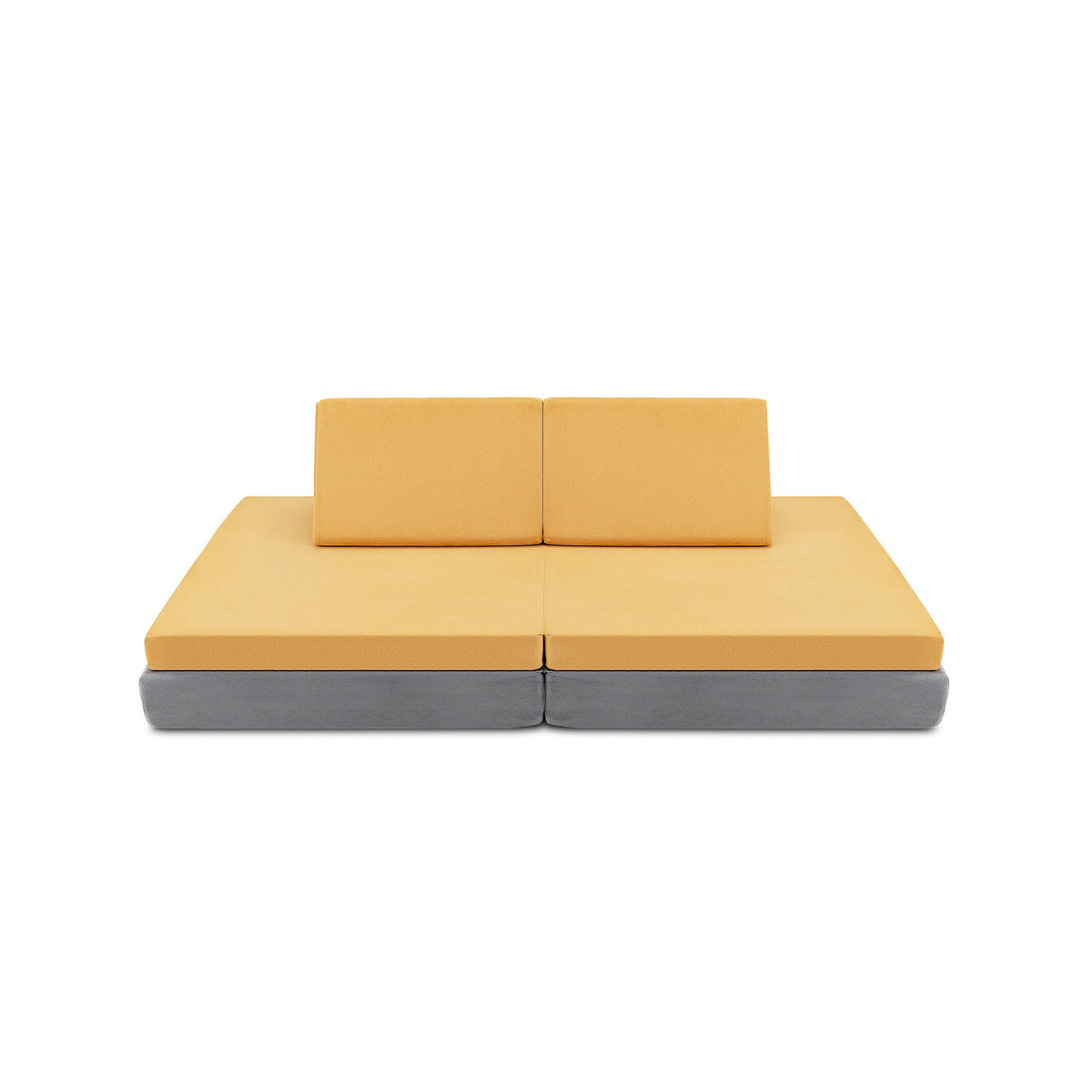 4-Piece Convertible Kids Couch Set with 2 Folding Mats-Blue