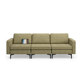 Convertible Leather Sofa Couch with Magazine Pockets 3-Seat with 2 USB Port-Green